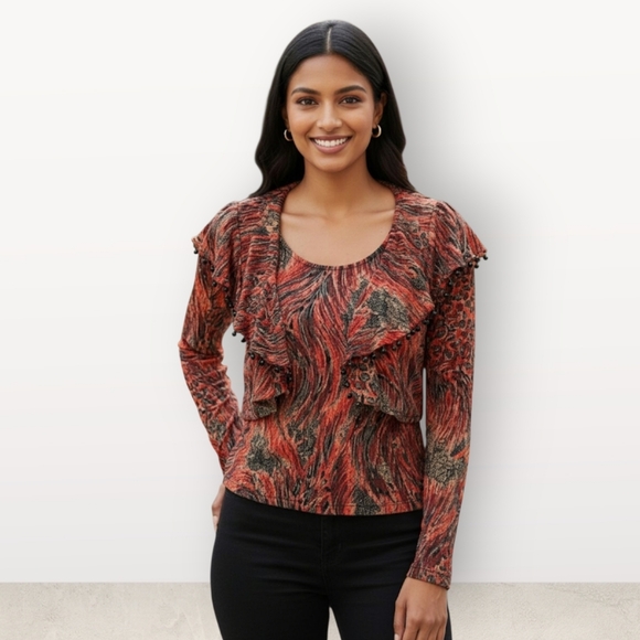 SZ14 2 Pc Matching Set Tank Beaded Bolero Jacket Red Black Gold Joseph Ribkoff - Picture 1 of 10